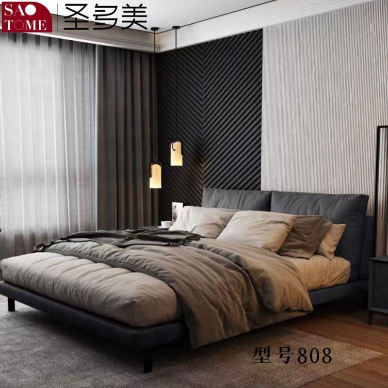 Modern Solid Wooden Home Bedroom Sofa Double King Bed Home Furniture