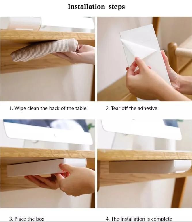 Office Plastic Stationery Under Table Stationery Storage Hidden Drawer