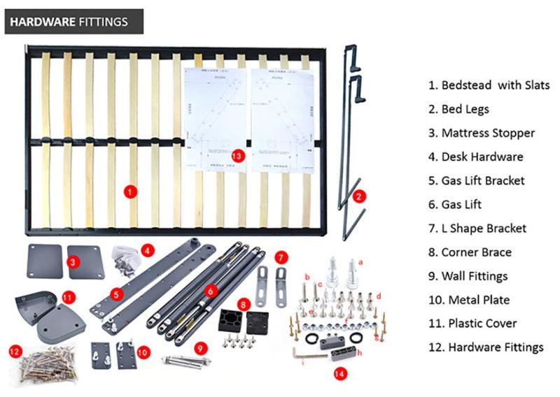 Custom/OEM/ODM Bedroom Bed Folding Bed Murphy Bed Wall Bed