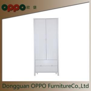 High Gloss Wardrobe Drama Two Door with 2 Drawers White Color