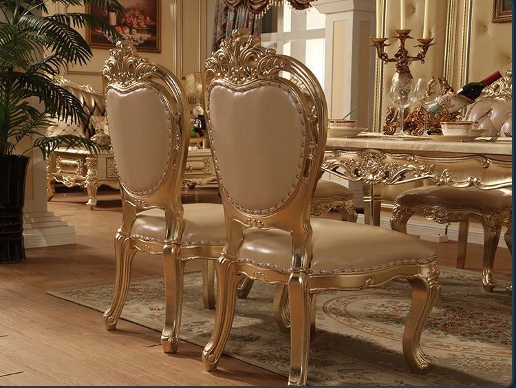 Wood Dining Table Chair Rectangle 6 People Dining Table Luxury Champagne