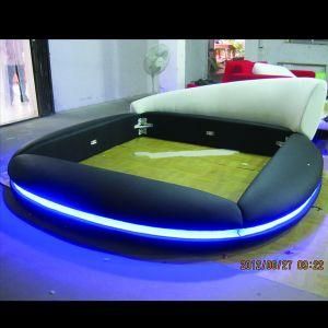 High Quality Modern LED Round Leather Bed (B09)