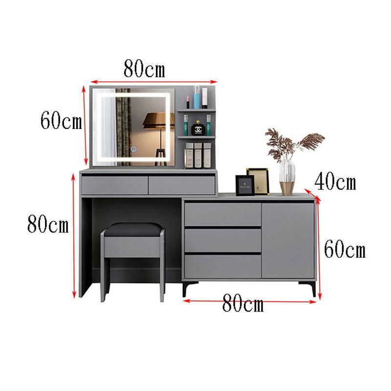 Smart Mirror Gray Dressing Table Bedroom Modern Minimalist Dressing Table Bedroom Table Storage Cabinet Integrated Multifunctional Net Red 0015