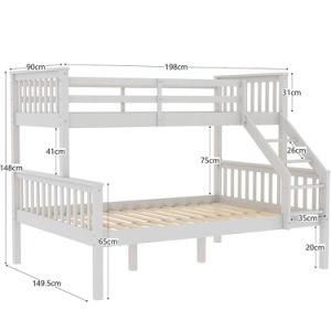 Solid Pine Wood Frame Triple Bunk Bed