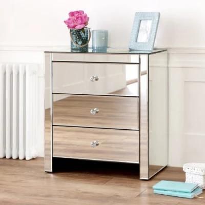 Europe Style High Quality Home Furniture Gold Mirrored Nightstand