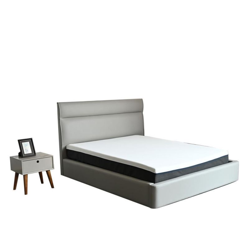 Europe Style Modern Upholstered Linen Paltform Bed with Wooden Slat Support and Under Bed Storage