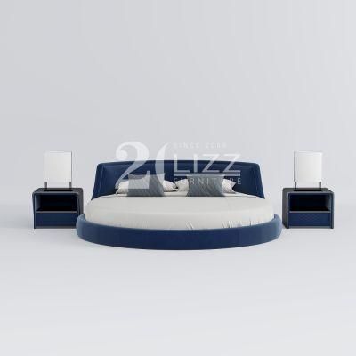 New Stylish High A Grade Home Furniture Bedroom Round Bed with Nightstands