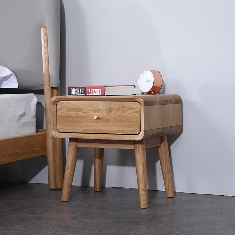 Modern Minimalist Solid Wood Nightstand Creative Home White Oak Nightstand 0102