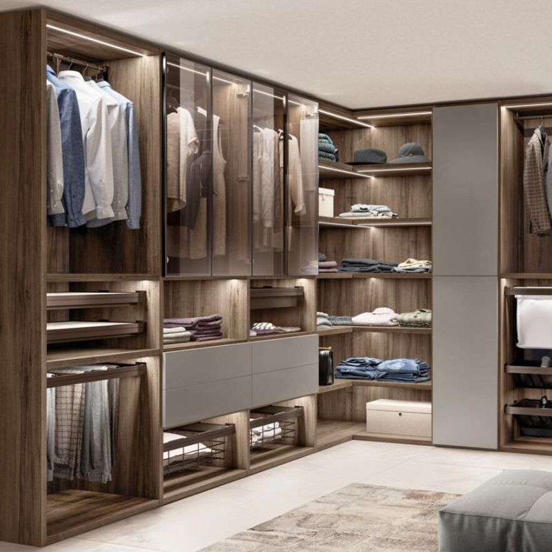 PA High Quality Light Luxury Modern Simple Leather Bedroom Furniture Wardrobe