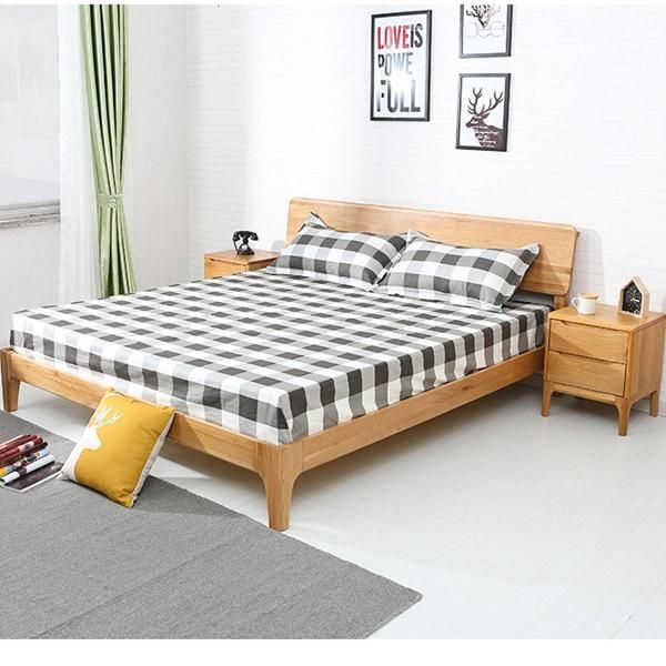 White Oak Multifunctional Double Bed Solid Wood Bedroom Bed