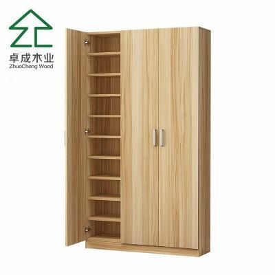 Oak Color MDF Face Melamine Three Doors Wardrobe with Handle and Hinge