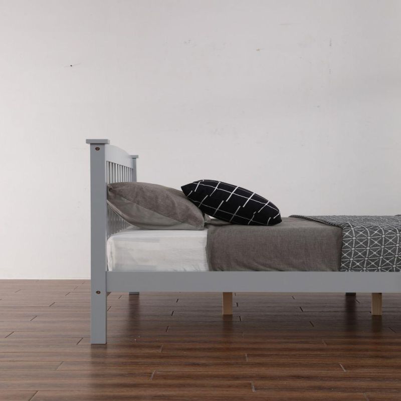 Factory Pine Solid Wood Bed Grey for Children Queen / King