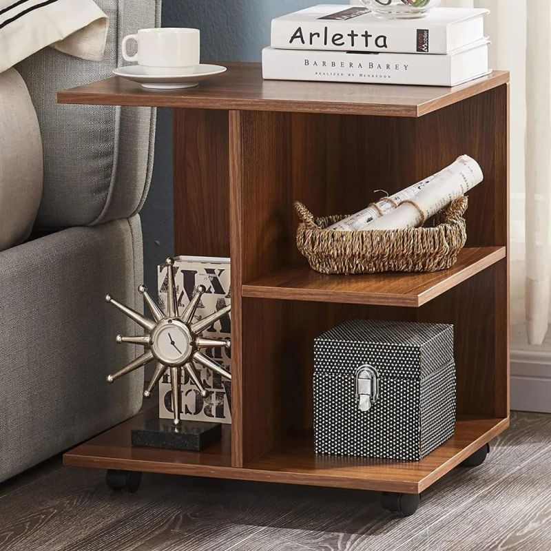 Most Popular Nightstand End Side Table Bedside Table with Rolling Wheels