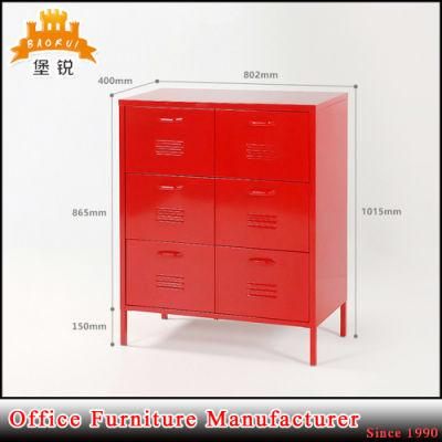 Jas-122 Red Color Cabinet Type Metal Material Storage Cabinet with 6 Drawer