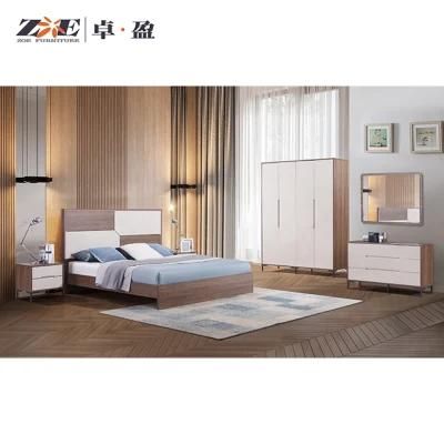 Wooden Simple Design Home Bedroom Furniture Double Bed