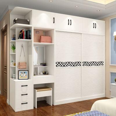 Nordic Design Sliding Door Shutter Door with Dresser Combination Wardrobe