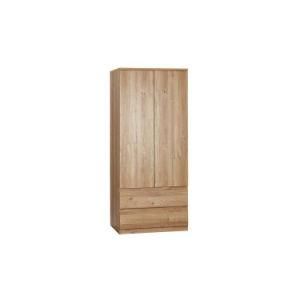Oak Effect 2 Door 2 Drawer Cabinet Wardrobe
