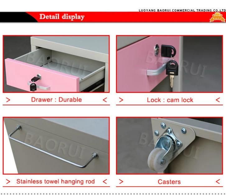 Bedroom Hospital Nightstand Bedside Table Mobile Metal Cabinet