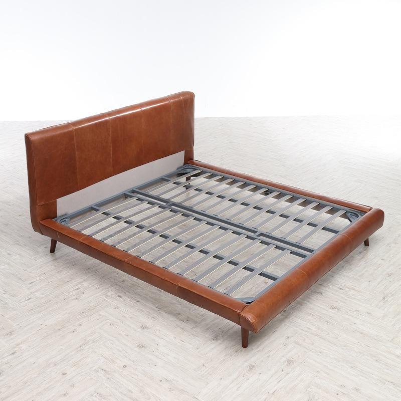 Luxury Bedroom Furniture Genuine Leather Bed King Bed for Home Use