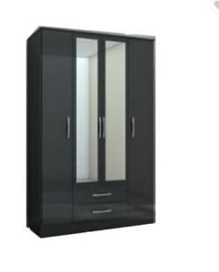 New Design 2 Mirrored Doors Morden Bedroom Wardrobe White Wood Particle Board