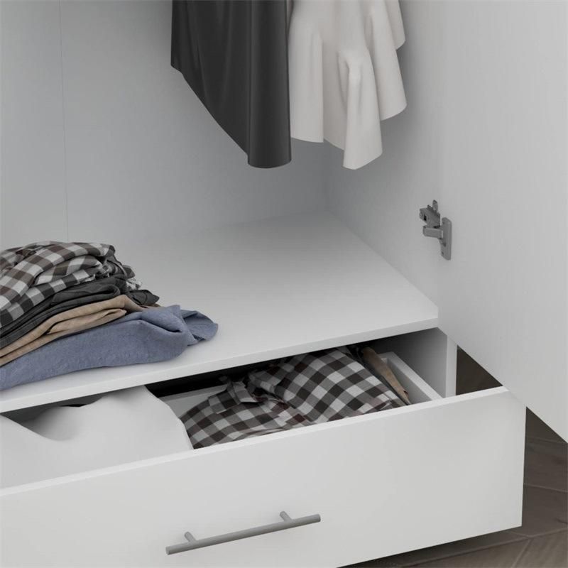 Wooden Storage Cabinet Wardrobe Bedroom Closet Organizer with Doors for Bedroom White