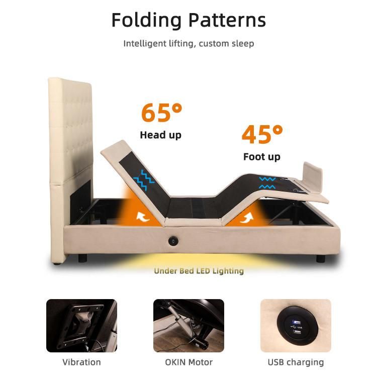 Electric Bedroom Furniture King Single Queen Base Motion Size Frame Bed Adjustable
