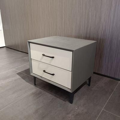 500*400*480 mm Grey White Solid Wooden Simplicity Style Bedside Cabinet