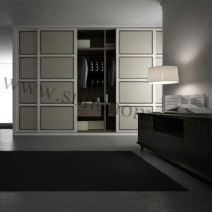New PVC Wrapping Wardrobe Sliding Door with Leather, Foshan Factory