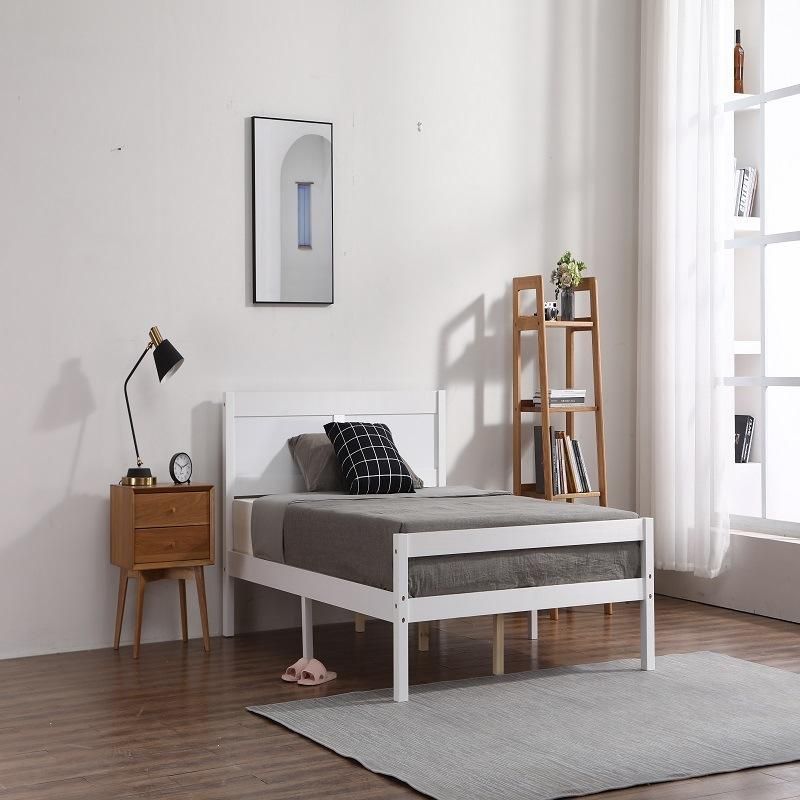 Modern Nordic Home Simple Bedroom Furniture Solid Wood Double Bed