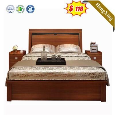 Executive Hotel Style Log Color Wooden Bedroom Furniture King Double Storage Bed