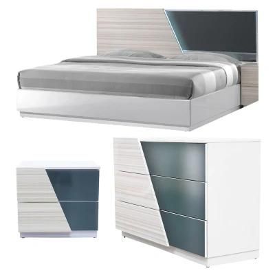Nova Light Luxury Modern Home Hotel Bedroom Furniture Mirrored Wooden Bedroom Set