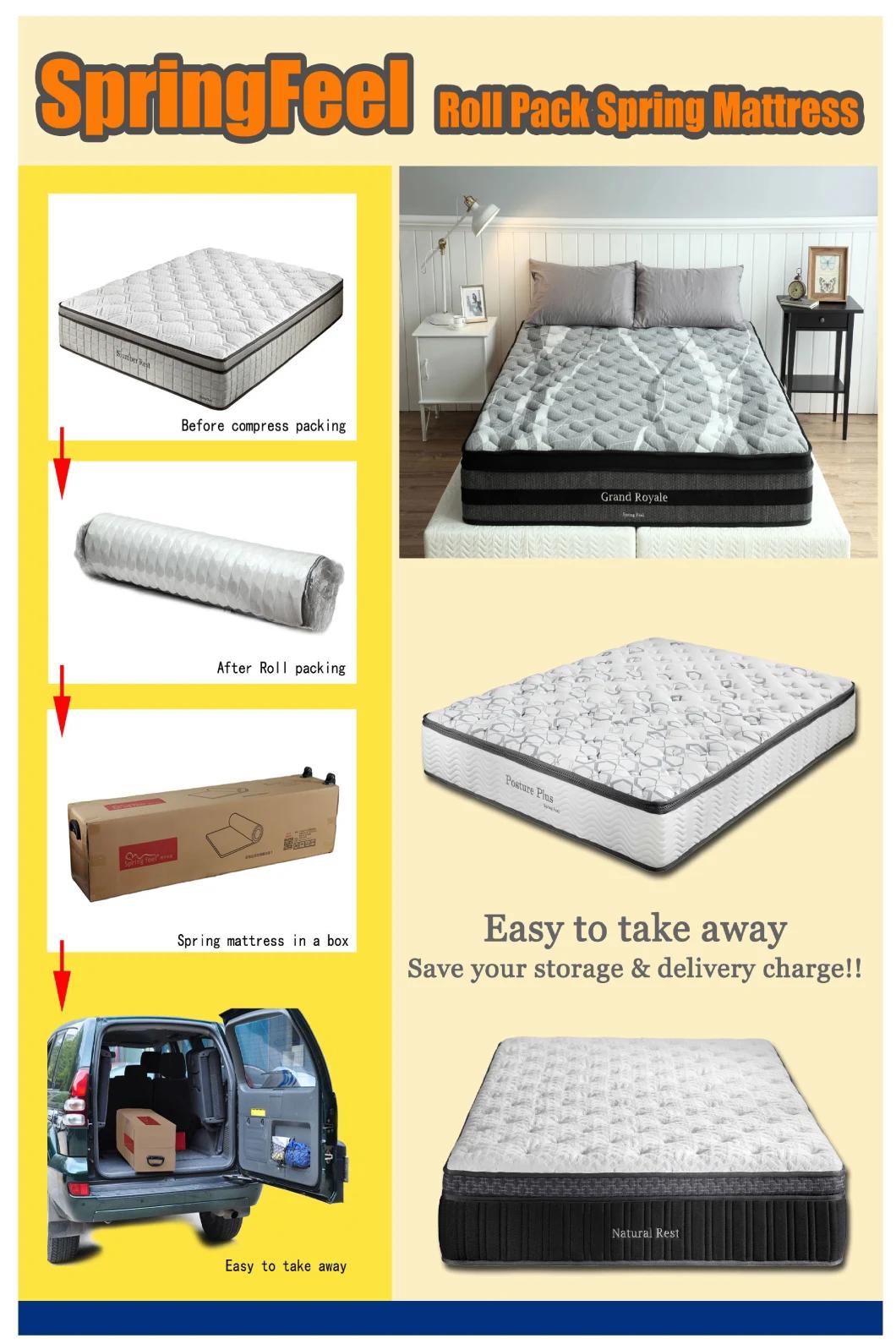 Super King Pillow Top Pocket Spring Latex Rolled Mattress