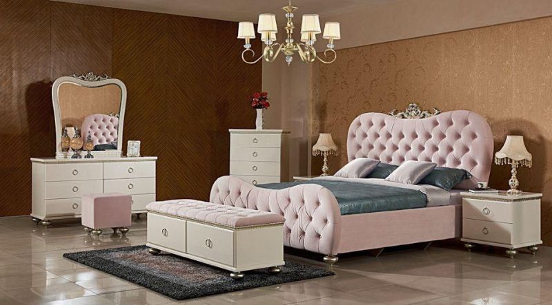 Modern Design Upholstered Bed with Differen Fabric Color