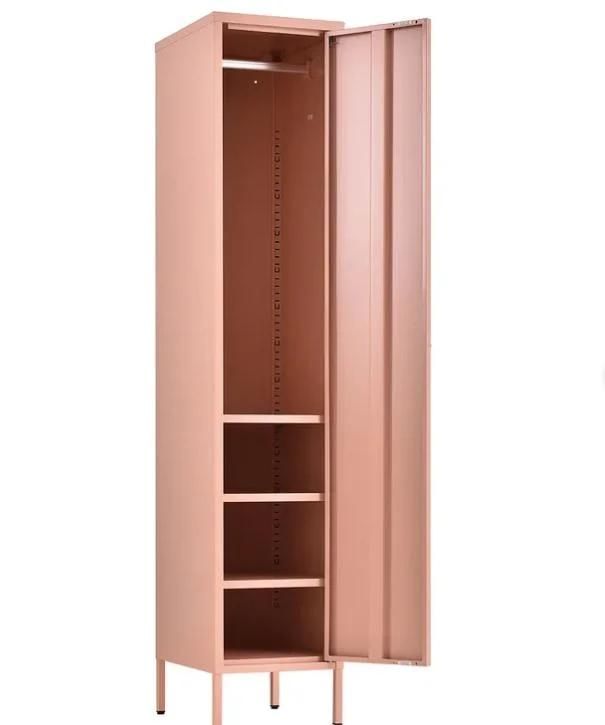 2022 Promotion Pink Metal Storage Cabinet with High Feet Modern Design Wardrobe