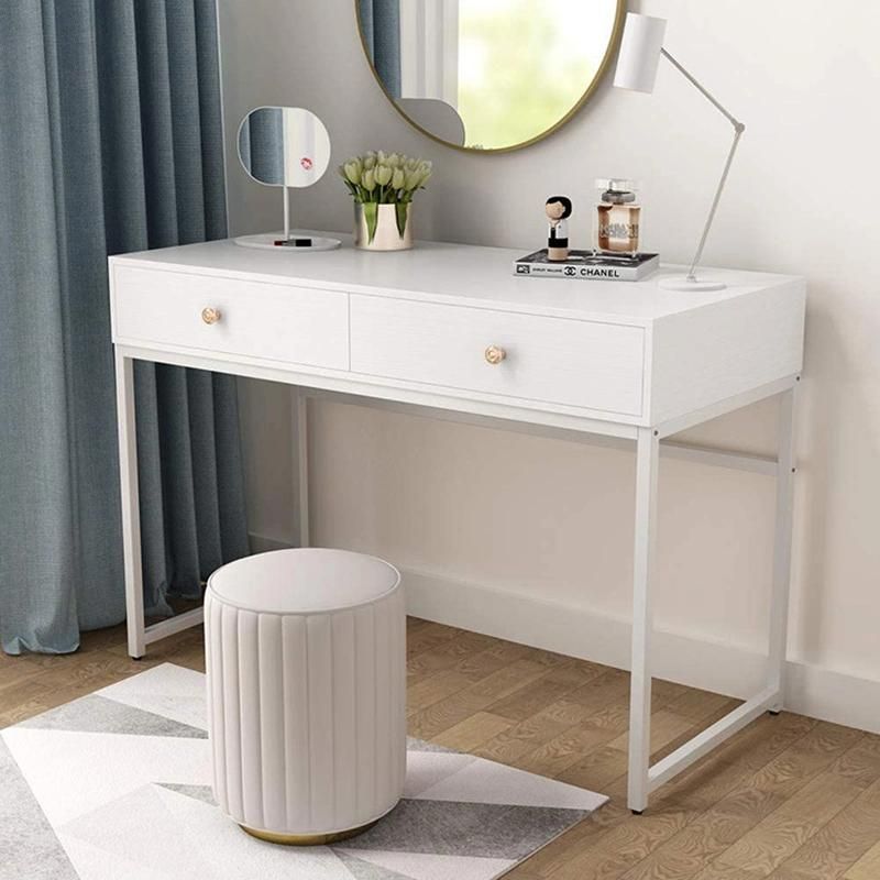 Simple White Study Bedroom Storage with Drawer Dressing Desk 0313