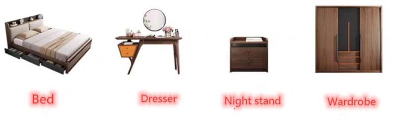Home Furniture Set Frame King Size Bed with Wardrobe