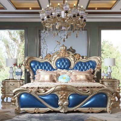 Bedroom Furniture Factory Wholesale Wood Carved King Bed in Optional Furnitures Color