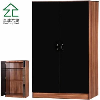 Black Color 2 Doors Painted Flat Pack Wardrobe