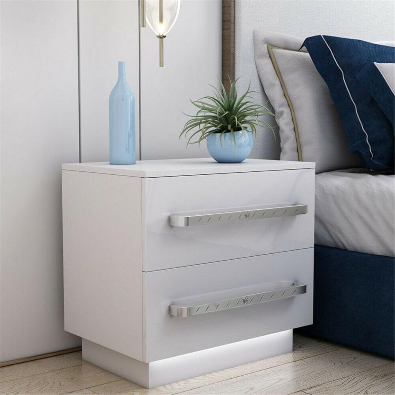 Night Stand 2 Drawer Oak White Lamp Side Table Solid Wood Legs