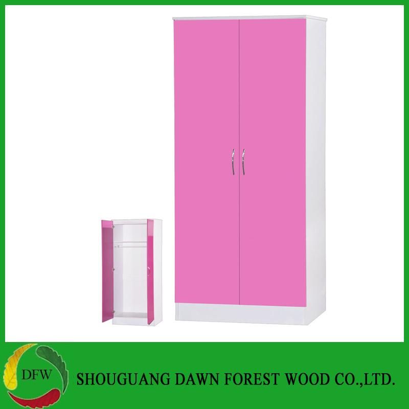 Pink High Gloss & White 3 Piece Bedroom Set 2 Door Wardrobe Chest Bedside