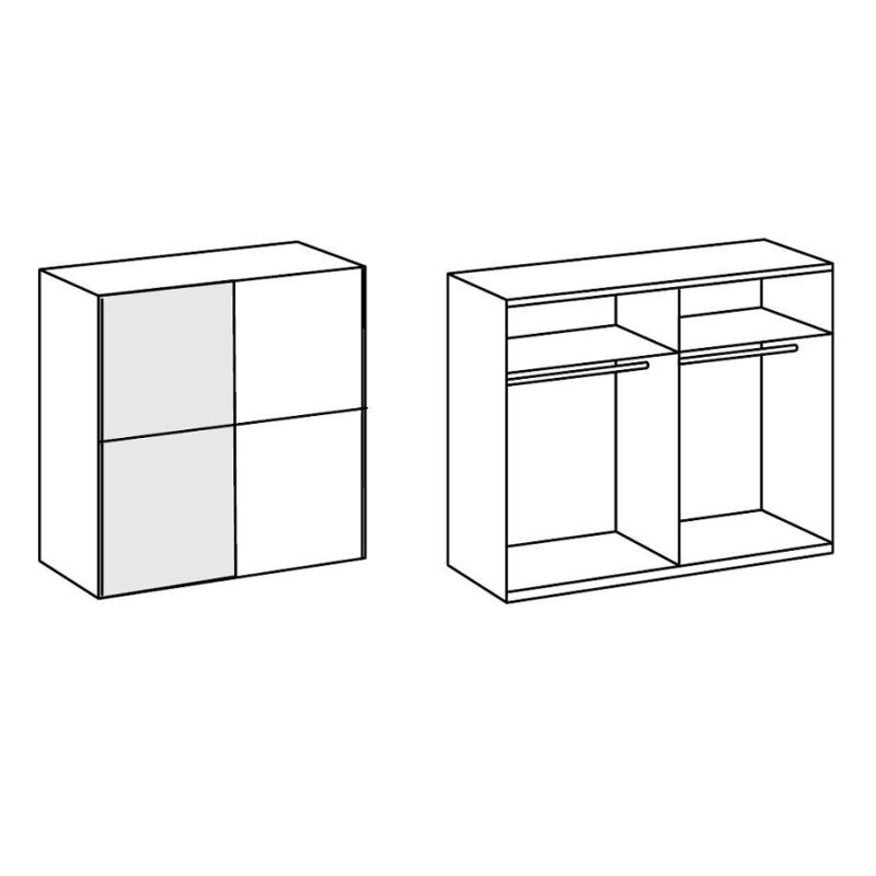 2-Door Stream Sliding Wardrobe with Mirrored Door