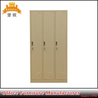 Bedroom Furniture Metal Wardrobe Kd 3 Door Steel Dressing Locker Cabinet