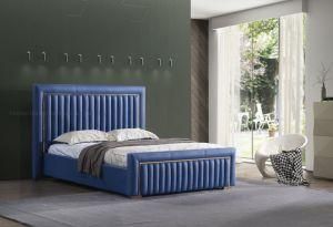 Ocean Blue Leather Uphplstered King Size Platform Bed
