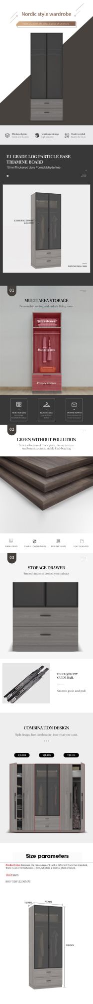 Bedroom Furniture Wooden Panel Melamine Particle Board MFC Home Wardrobe