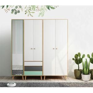 Fushi Wood Nordic Minimalism Canton Fair Open Design Lacquer Closet Wardrobe with Mirror for Sale Online