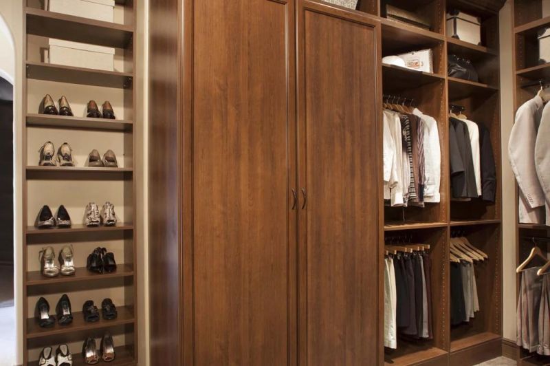 Modern Elegant Bedroom Furniture Clothes Walk-in Sliding Wooden Closet Wardrobe