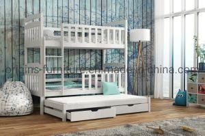 Modern Kids Children Wooden Solid Pine Bunk Trundle Bed