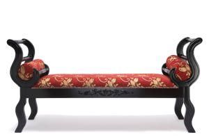 63&quot; Upholstered Indoor Bench with Solid Hardwood Roll Arms