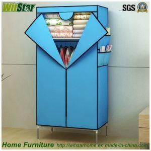 Simple Double Zipper Door Non-Woven Fabric Wardrobe (WS16-0085, for bedroom Furniture)