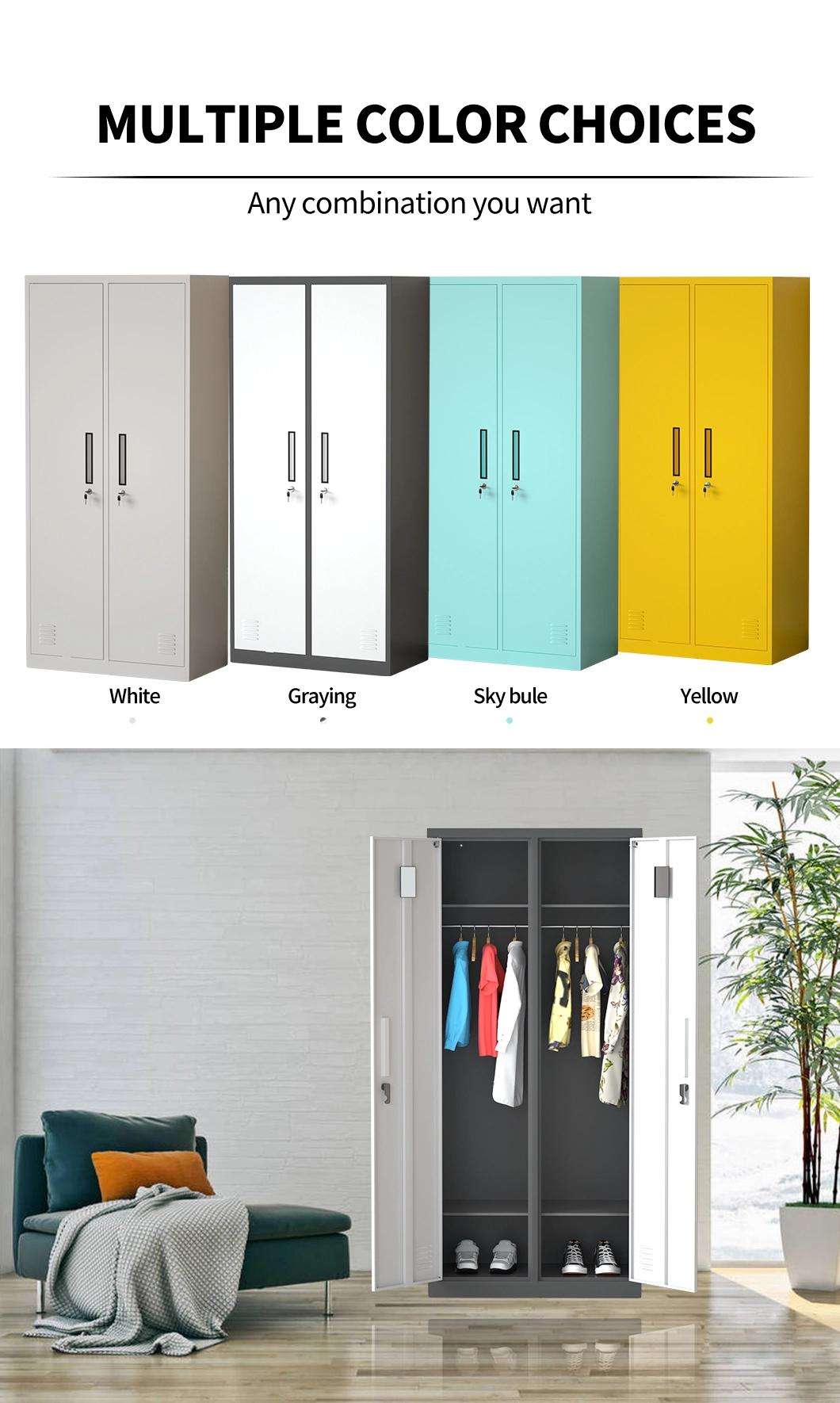 Bedroom Furniture White Clothes Storage Cabinet Metal Wardrobe Design
